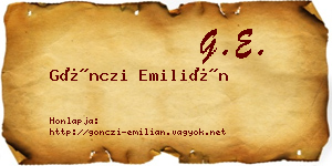 Gönczi Emilián névjegykártya